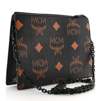 MCM Visetos Zip Chain Pouch Black Cognac 3 of 11