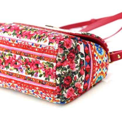 Dolce & Gabbana Woven Cotton Calfskin Floral Micro Sicily Satchel Red Multicolor 9 of 9