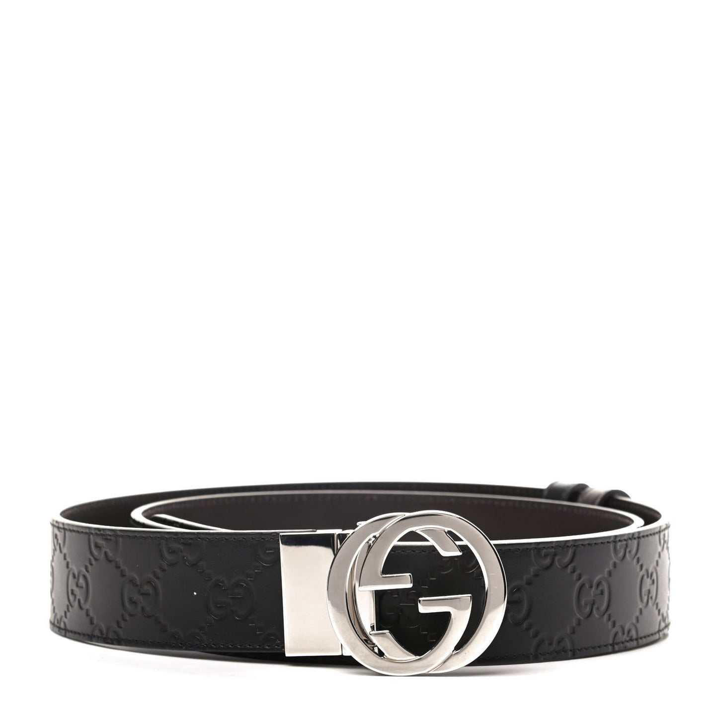 Guccissima Signature Interlocking G Reversible 37mm Belt 120 48 Black Cocoa