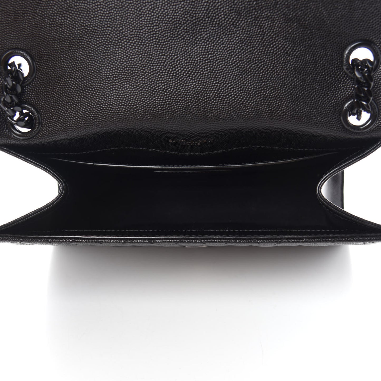 Grain De Poudre Textured Mixed Matelasse Triquilt Medium Monogram Satchel Black