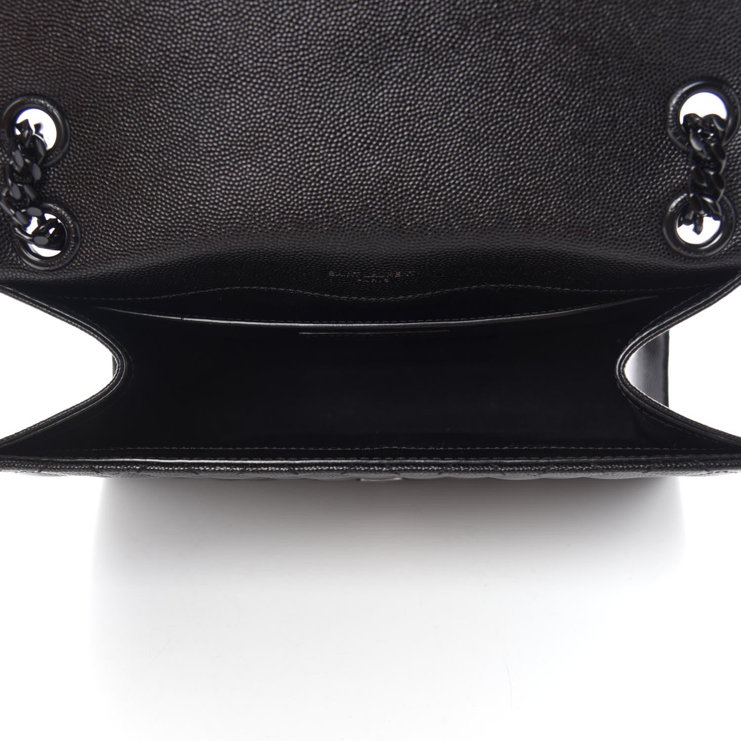 Saint Laurent Grain De Poudre Textured Mixed Matelasse Triquilt Medium Monogram Satchel Black 5 of 12