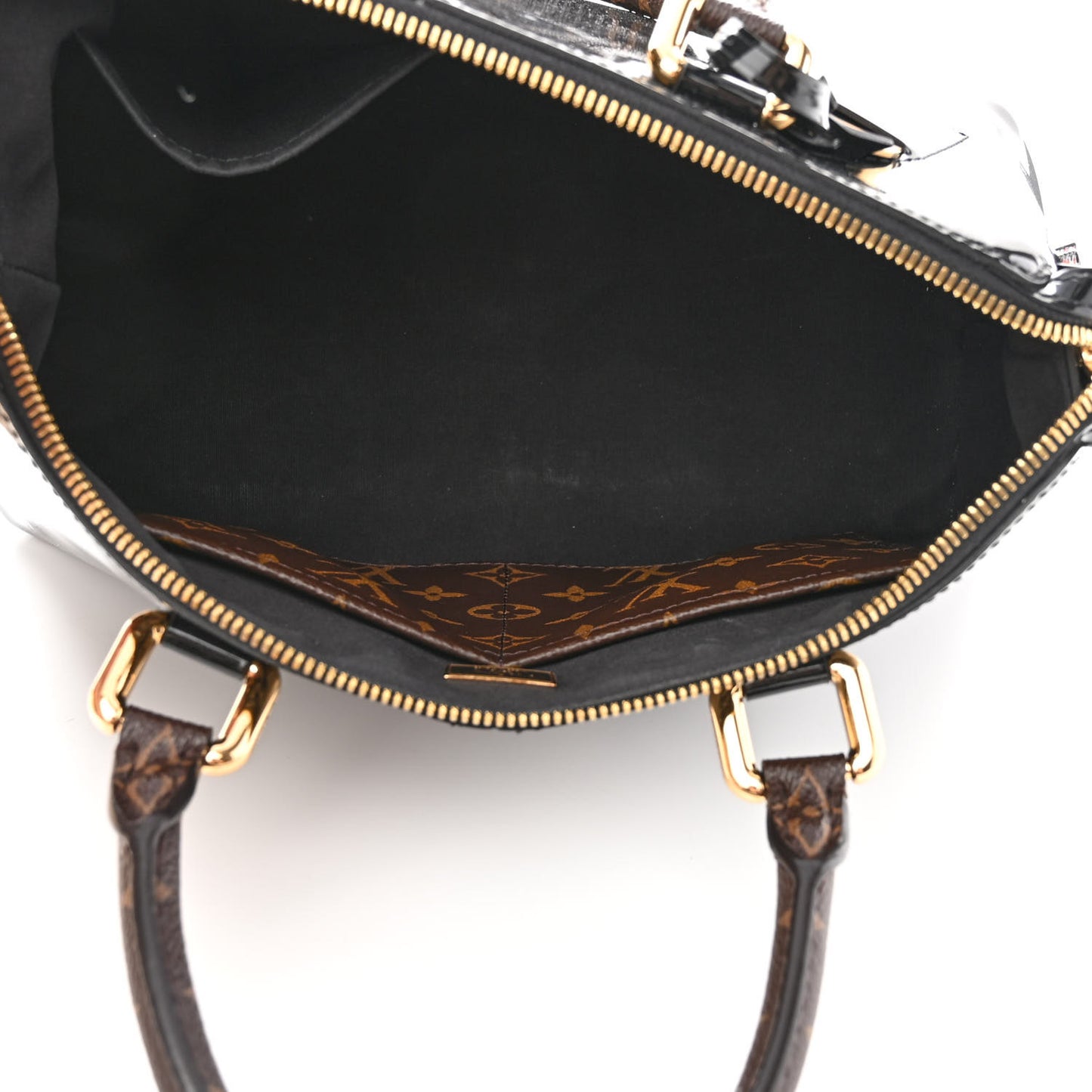 Patent Calfskin Miroir Tote Black