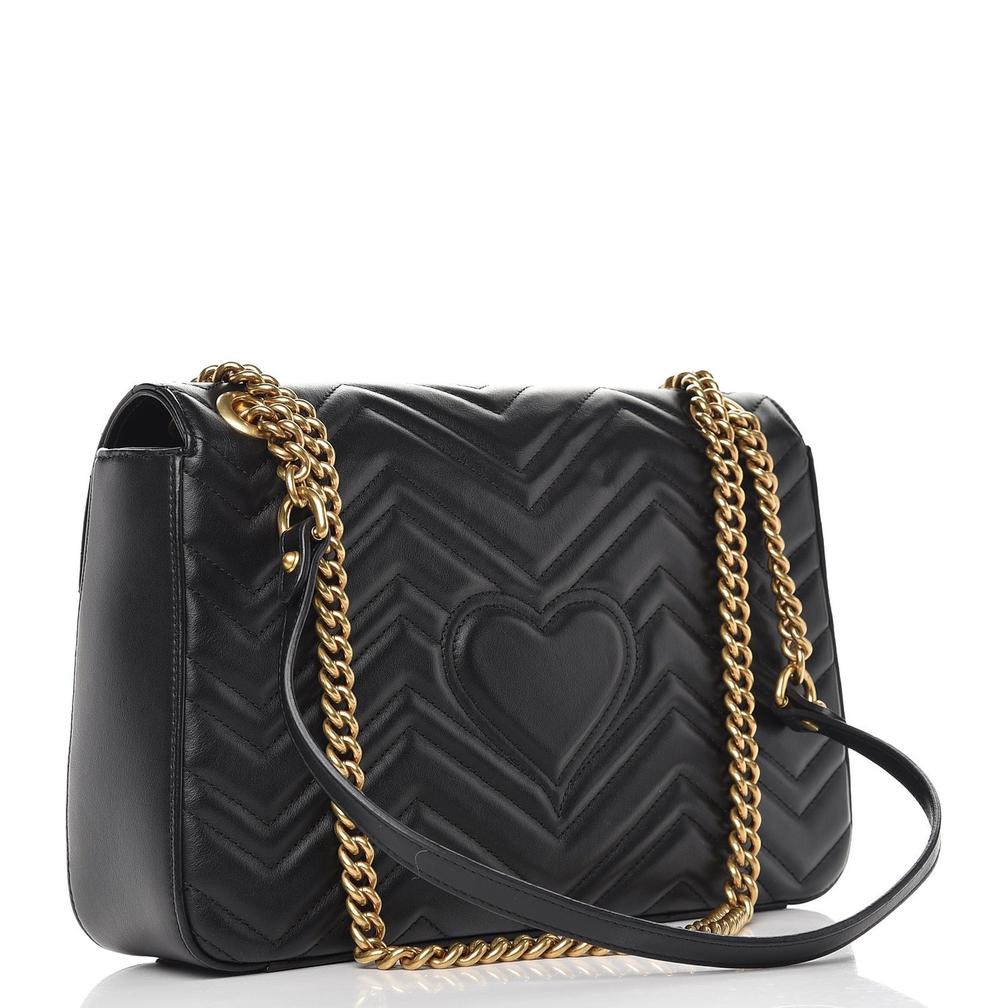 Calfskin Matelasse Animal Studs Medium GG Marmont Shoulder Bag Black