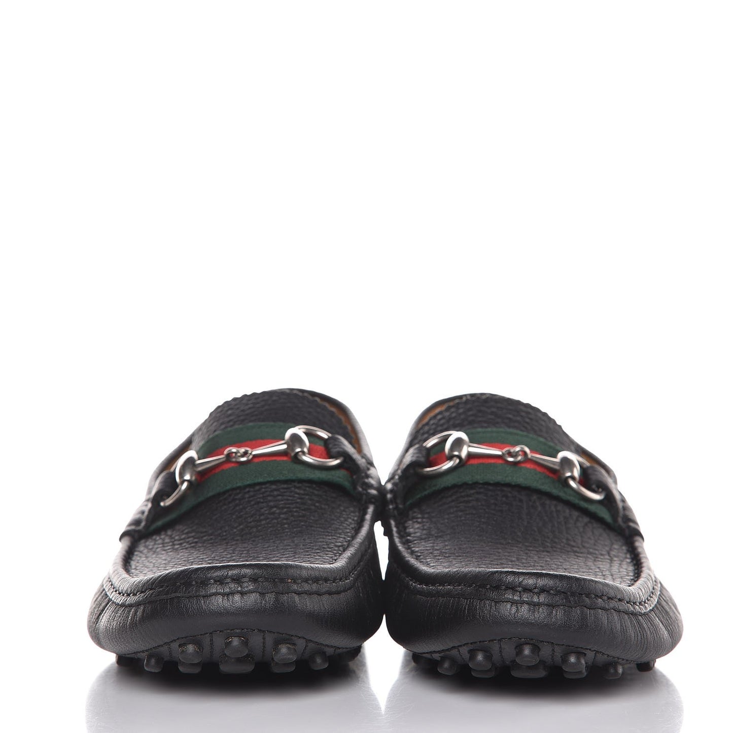 Calfskin Web Mens Horsebit Driver Loafers 8.5 Black