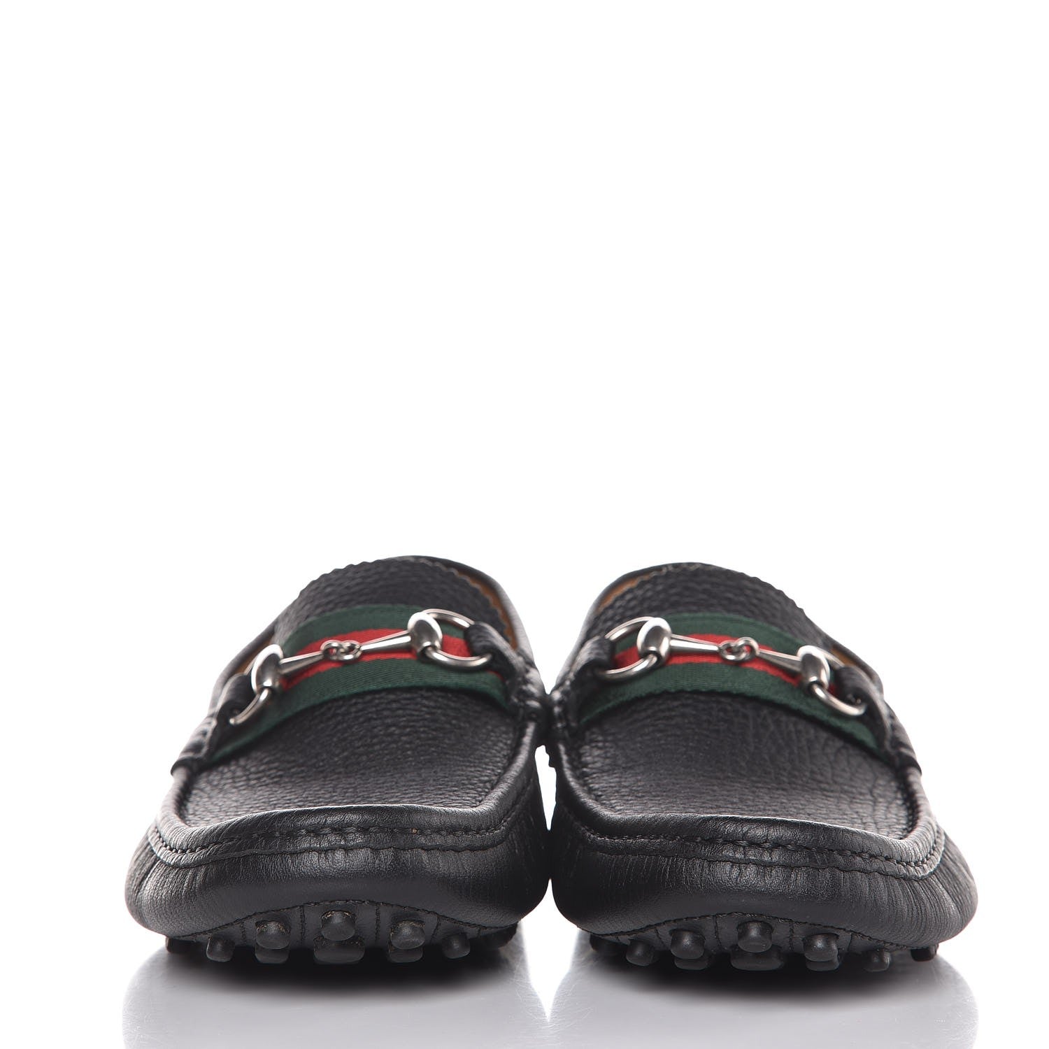 Gucci Calfskin Web Mens Horsebit Driver Loafers 8.5 Black 2 of 9