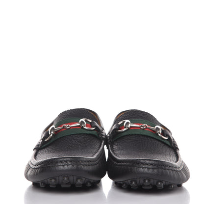 Gucci Calfskin Web Mens Horsebit Driver Loafers 8.5 Black 2 of 9