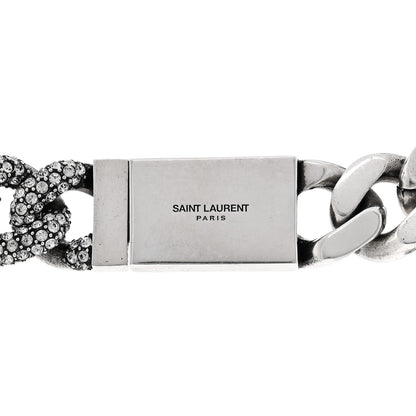 Saint Laurent Crystal Curb Chain Necklace Oxidized Silver 4 of 5