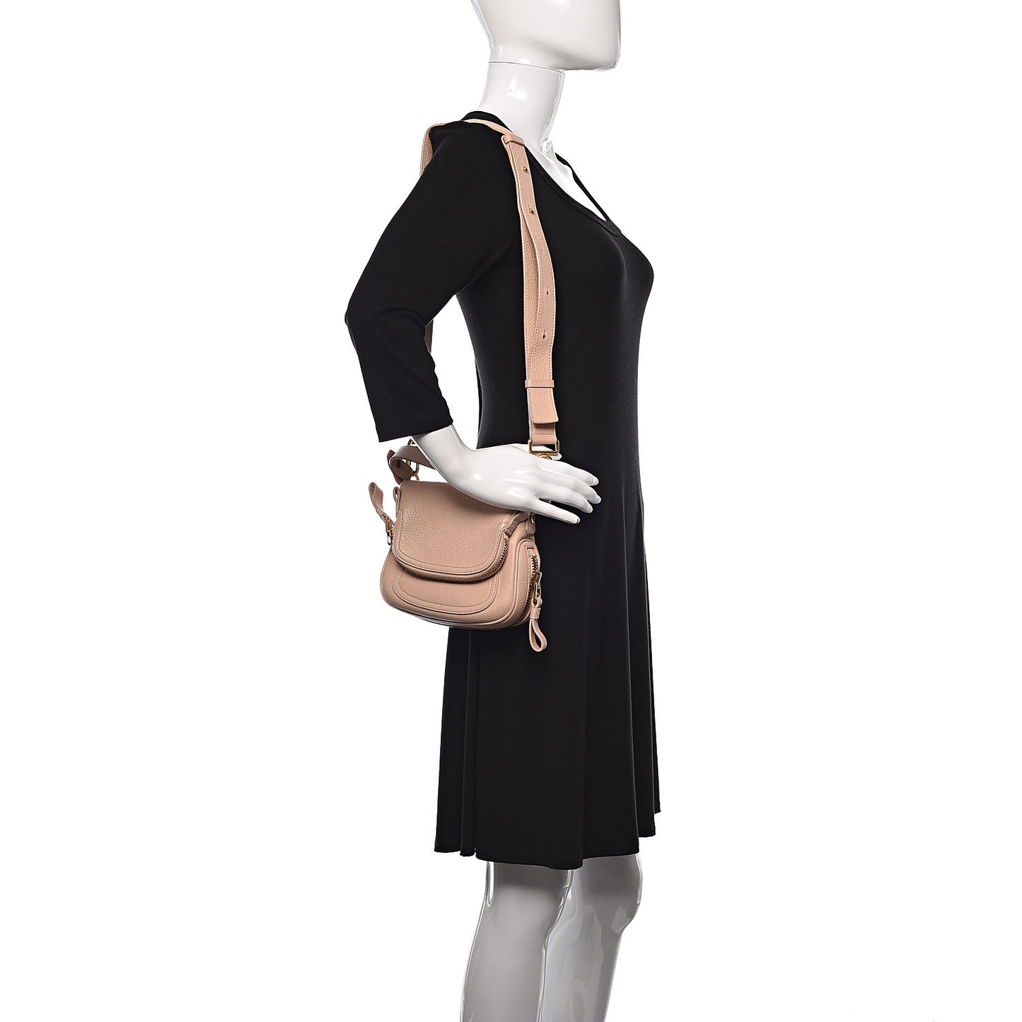 Pebbled Calfskin Jennifer Mini Crossbody Bag Blush Nude