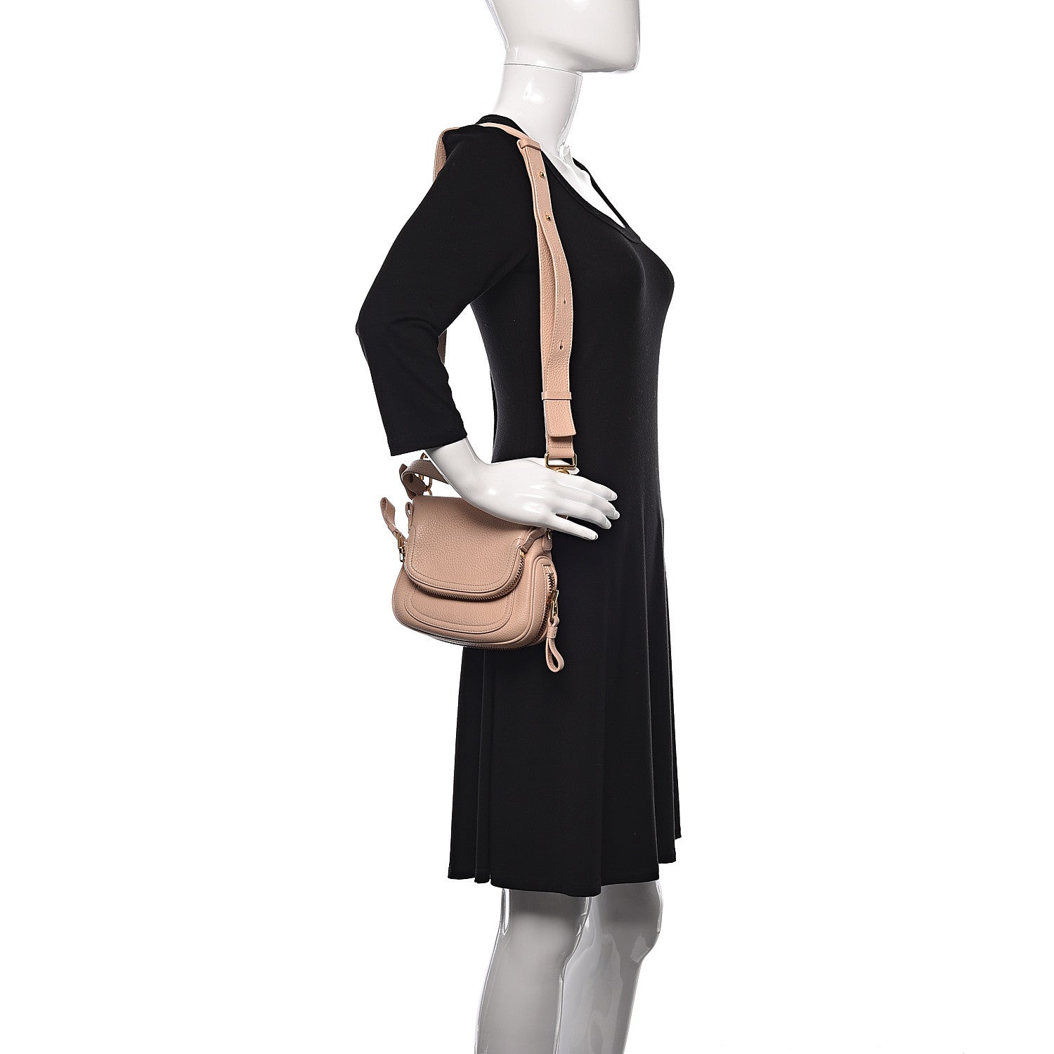 Tom Ford Pebbled Calfskin Jennifer Mini Crossbody Bag Blush Nude 2 of 17