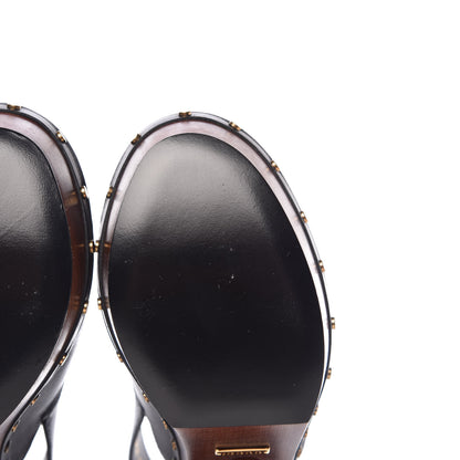 Gucci Betis Calfskin Horsebit Amstel Platform Slingback Clogs 39 Black 8 of 11