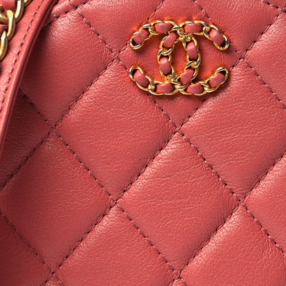 Chanel Goatskin Quilted Chanel 19 Round Clutch With Chain Coral 8 of 11