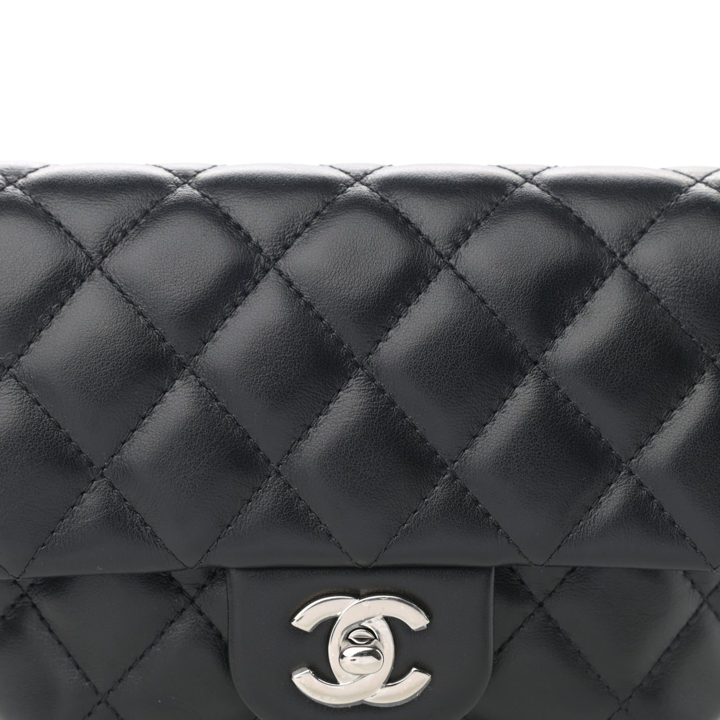 Calfskin Quilted CC Uniform Flap Belt Bag Black