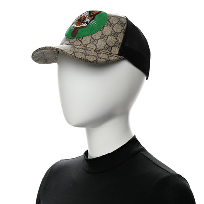 Gucci GG Supreme Monogram Bosco Patch Baseball Hat 57 Beige Green 2 of 9