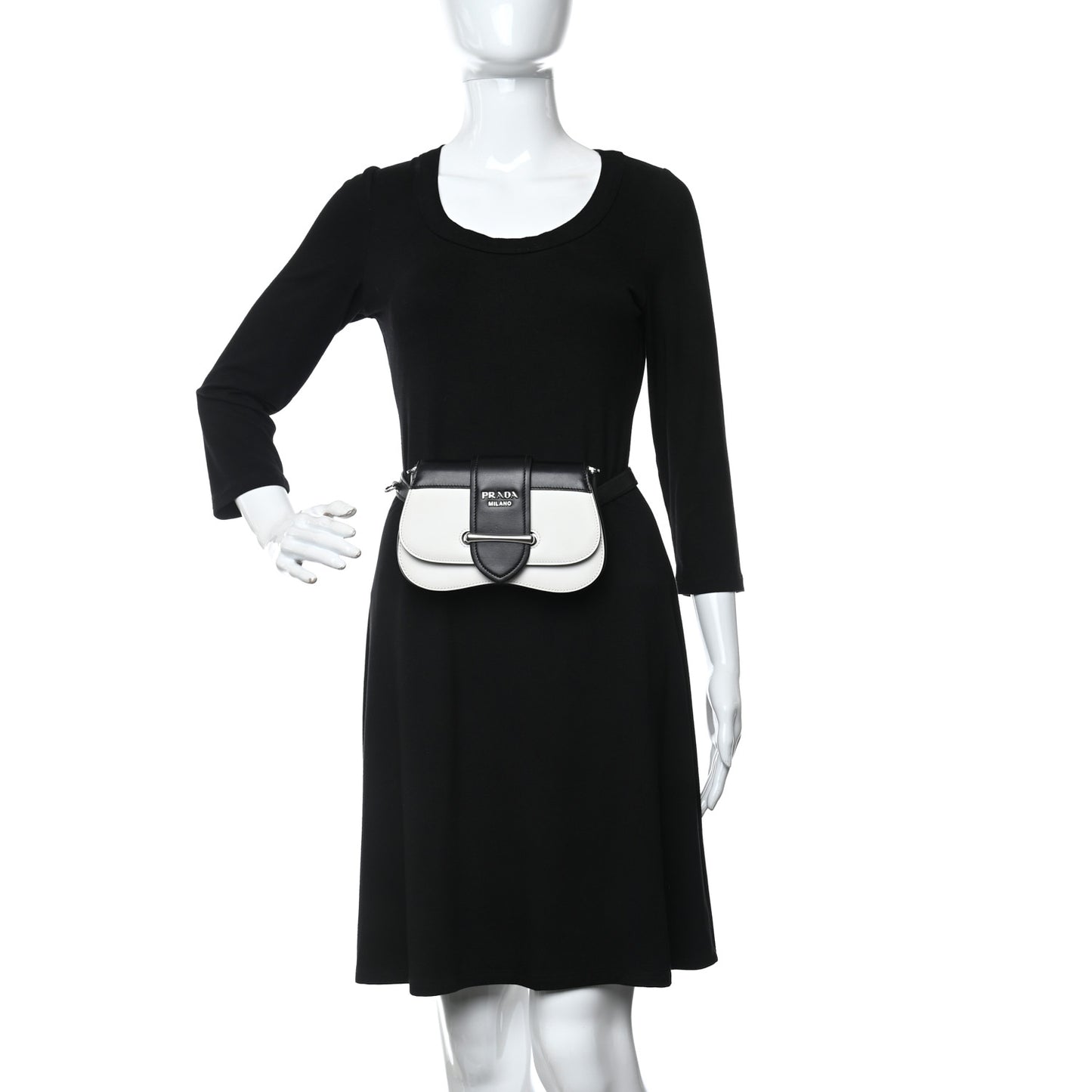 City Calfskin Sidonie Belt Bag White Black