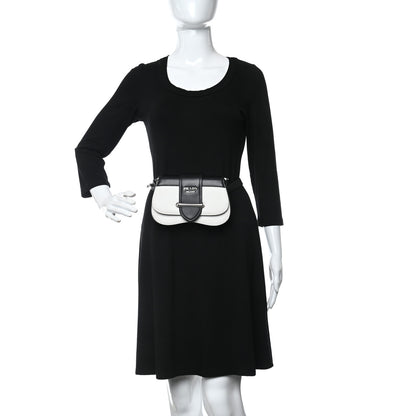 Prada City Calfskin Sidonie Belt Bag White Black 2 of 10