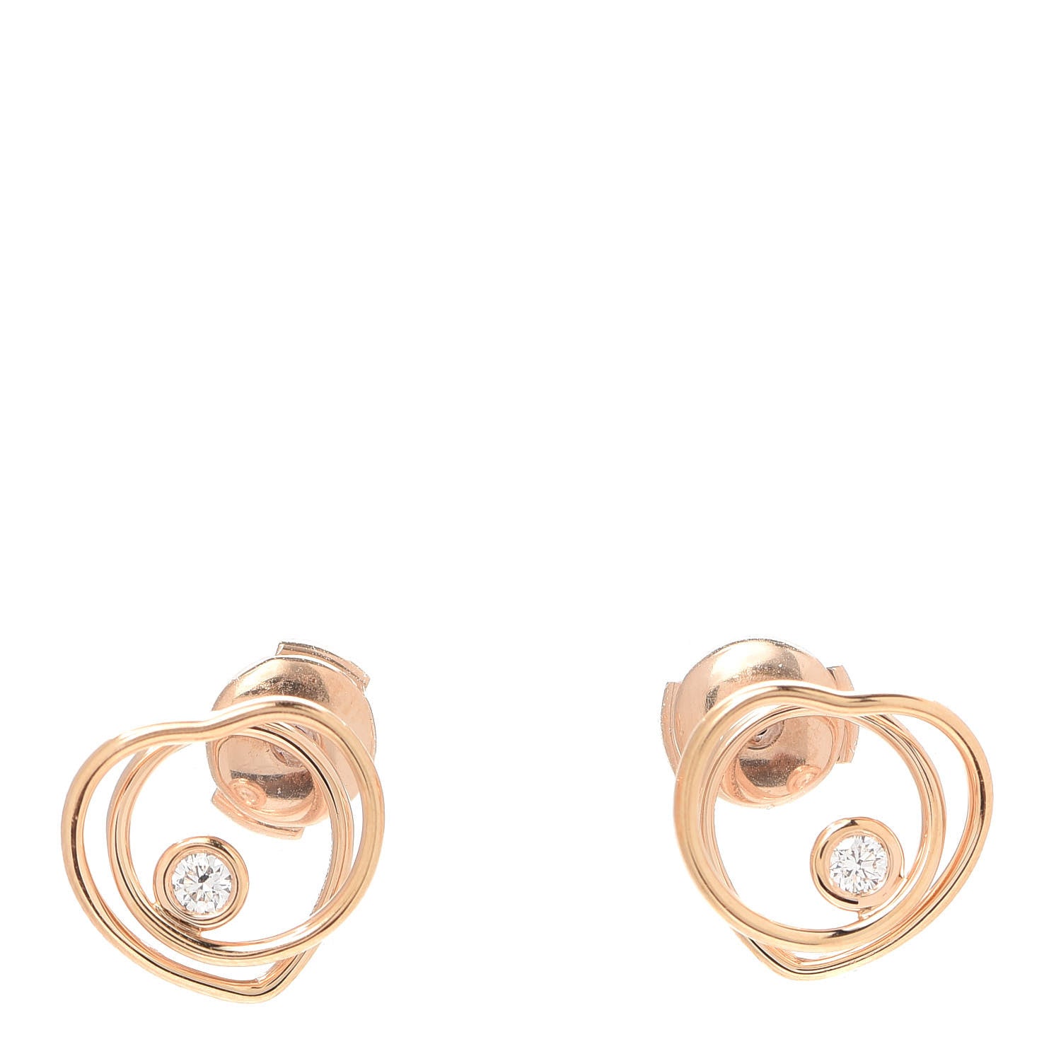 Hermes 18K Rose Gold Diamond TPM Vertige Coeur Earrings 1 of 5