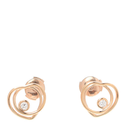 Hermes 18K Rose Gold Diamond TPM Vertige Coeur Earrings 1 of 5
