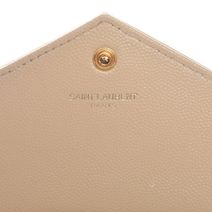 Saint Laurent Grain De Poudre Matelasse Chevron Monogram Envelope Chain Wallet Nude Powder 8 of 10