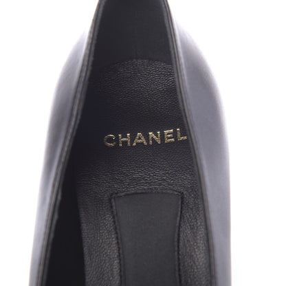Chanel Lambskin Patent Cap Toe Pearl Pumps 38.5 Black 6 of 9