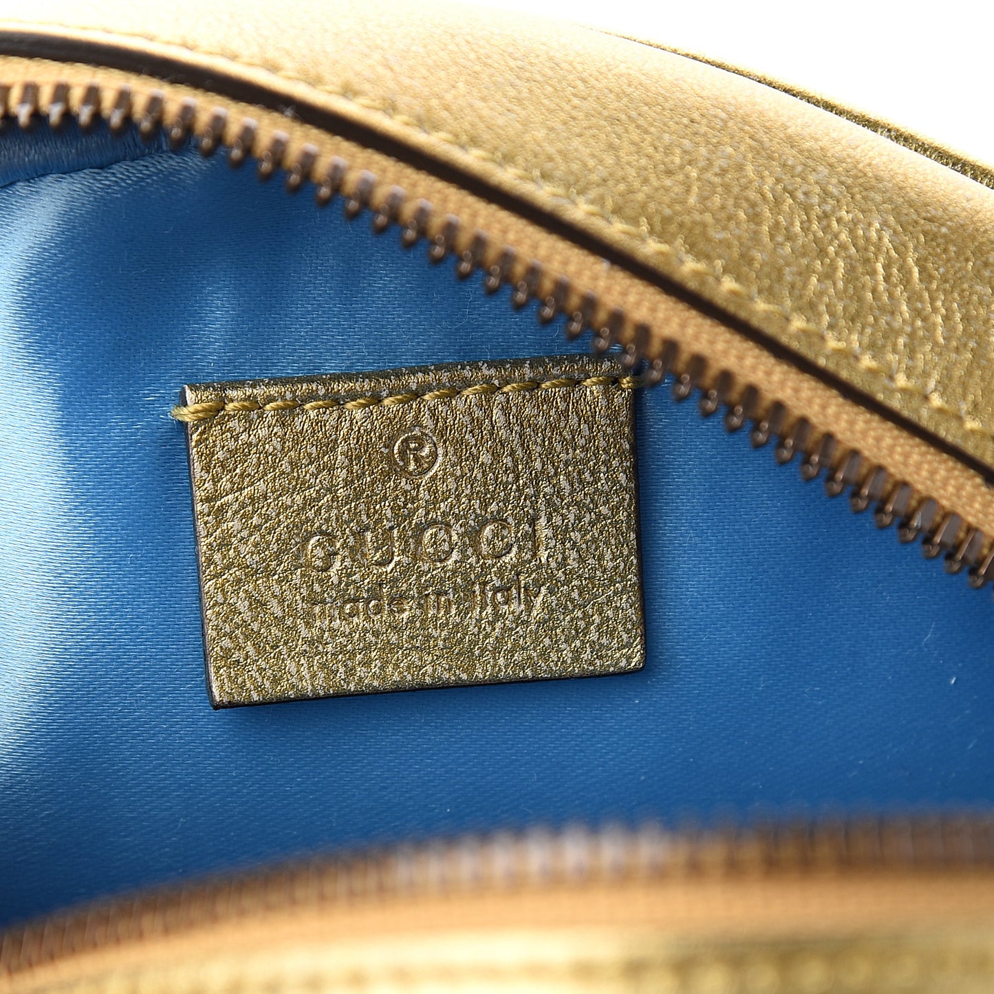 Metallic Calfskin Matelasse Mini GG Marmont Round Shoulder Bag Gold Pink