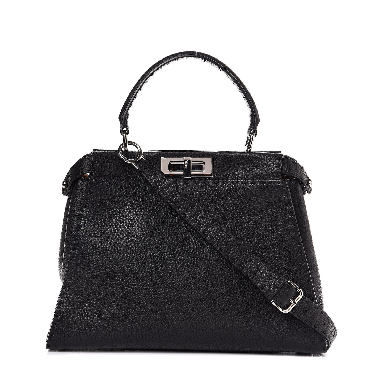 Cuoio Romano Selleria Bi-Color Medium Peekaboo Iconic Satchel Black Mou