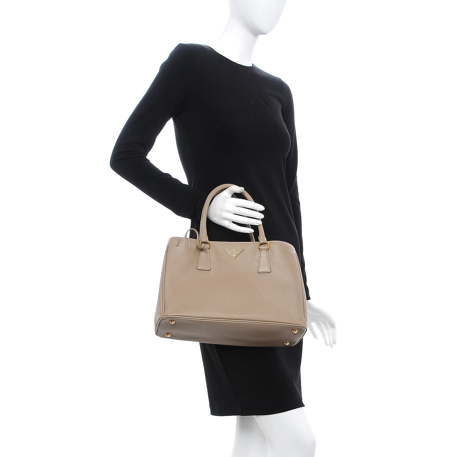 Prada Saffiano Lux Medium Tote Visone 3 of 11