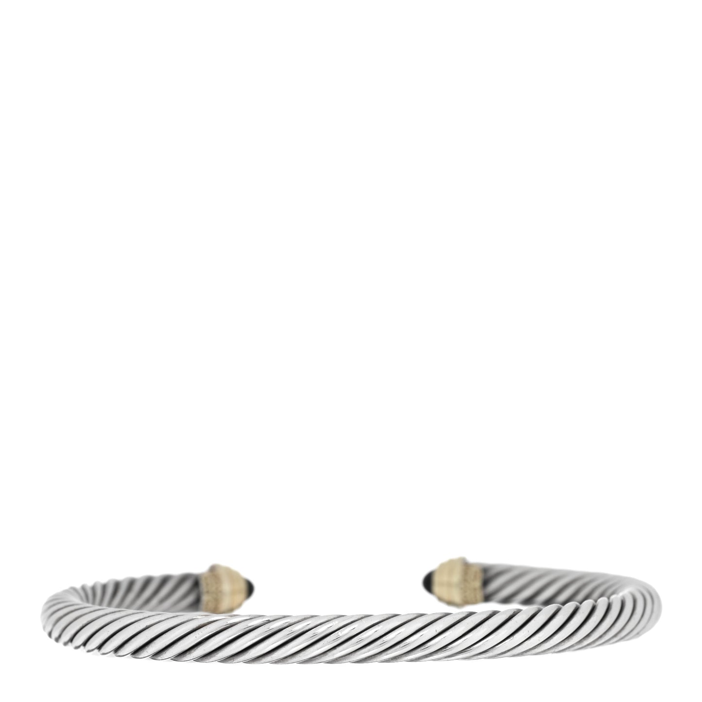 Sterling Silver 14K Yellow Gold Black Onyx 5mm Cable Classics Petite Color Bracelet