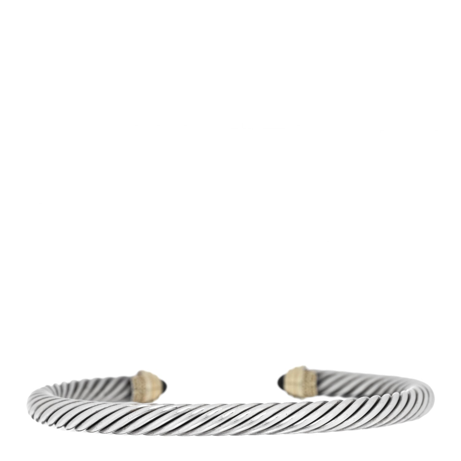 David Yurman Sterling Silver 14K Yellow Gold Black Onyx 5mm Cable Classics Petite Color Bracelet 2 of 3