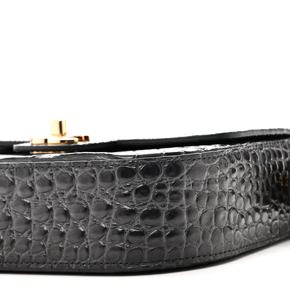 Chanel Calfskin Crocodile Embossed Turn Around Mini Flap Dark Grey 10 of 10