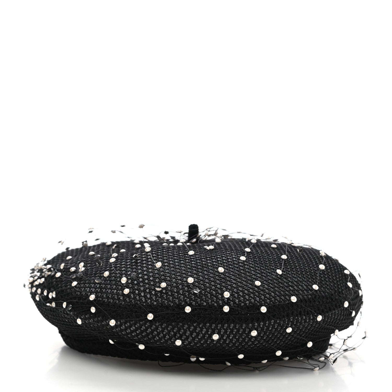 Christian Dior Polyester Nylon Pearl Beret with Veil Black 5 of 8