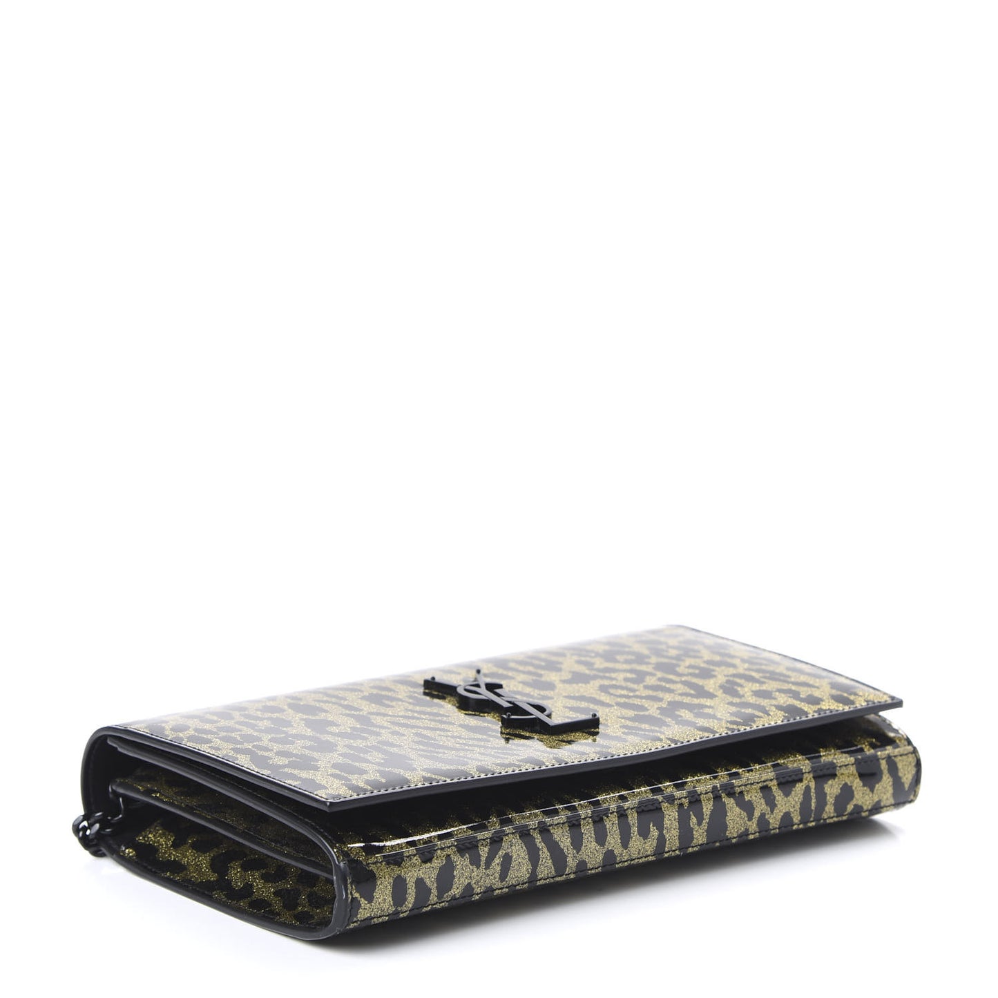 Patent Leopard Print Monogram Chain Wallet Leopard Black Gold