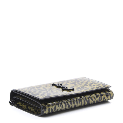 Saint Laurent Patent Leopard Print Monogram Chain Wallet Leopard Black Gold 4 of 9
