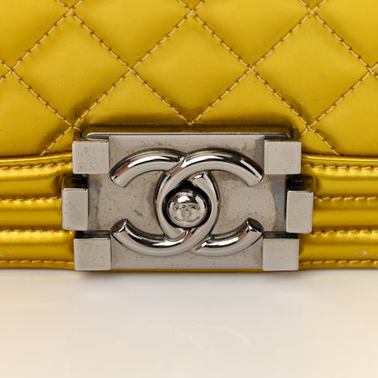 Chanel Metallic Patent Calfskin Quilted Medium Boy Flap Gold 15 of 16