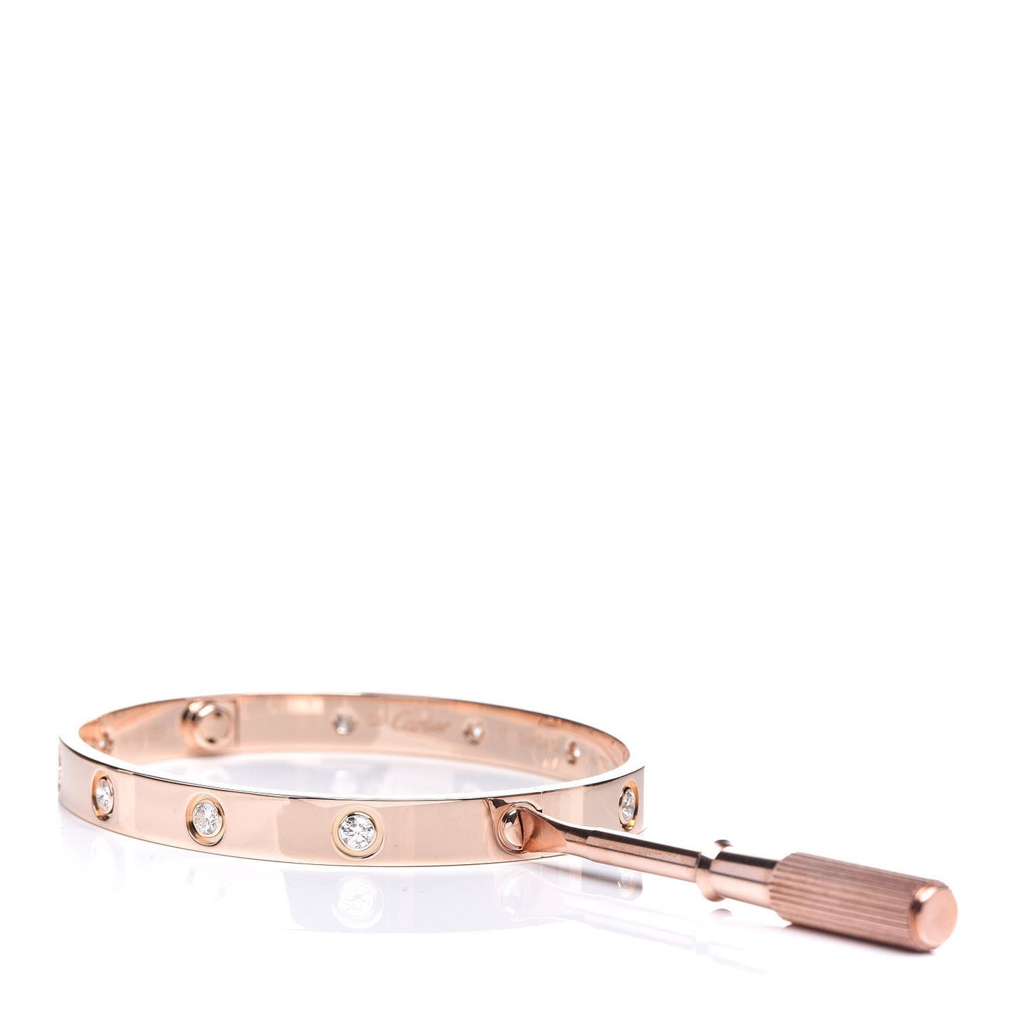 18K Pink Gold 10 Diamond LOVE Bracelet 17