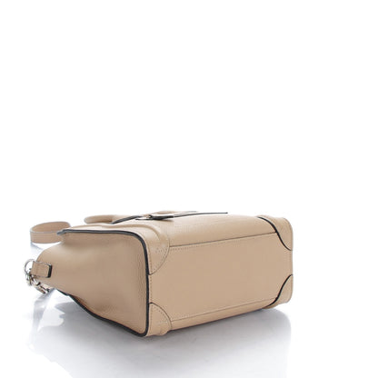 Celine Drummed Calfskin Nano Luggage Dune 4 of 8