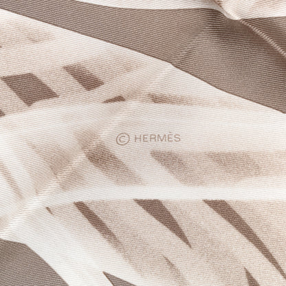 Hermes Silk Please Check In Scarf 90 Gris Perle Etoupe 5 of 6