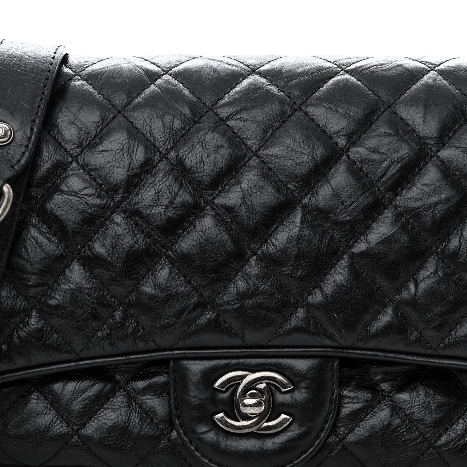 Chanel Crumpled Calfskin Quilted Medium Casual Rock Flap Black 7 of 9
