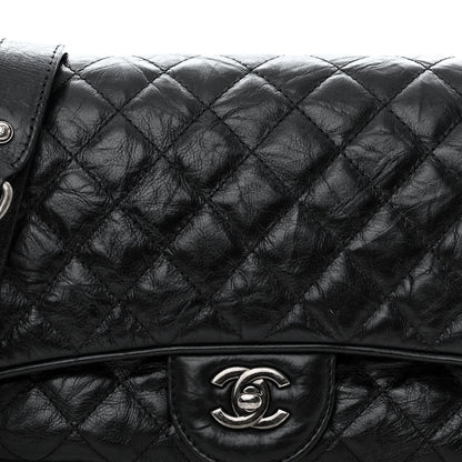 Chanel Crumpled Calfskin Quilted Medium Casual Rock Flap Black 7 of 9