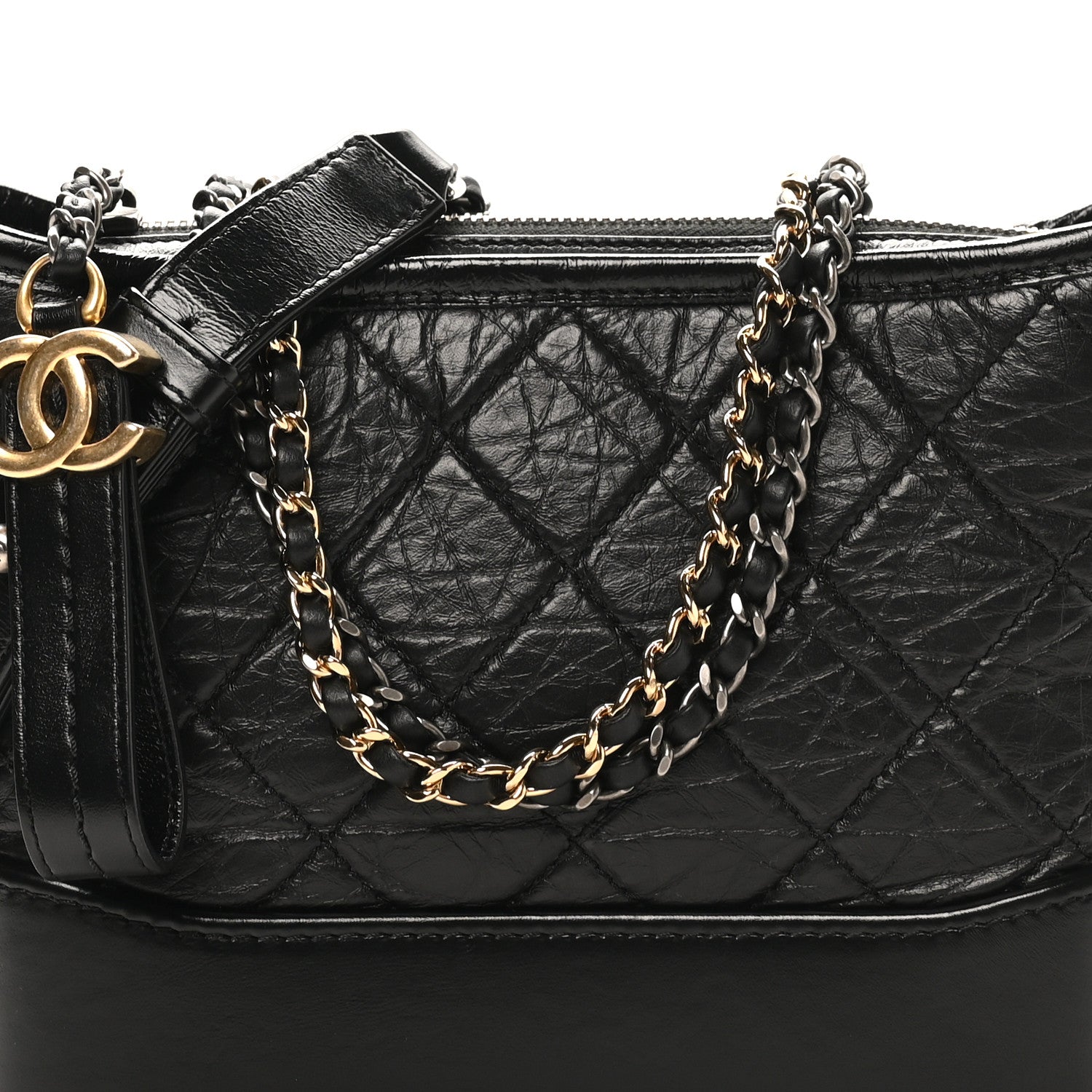 Chanel Aged Calfskin Quilted Small Gabrielle Logo Hobo Black 8 of 11