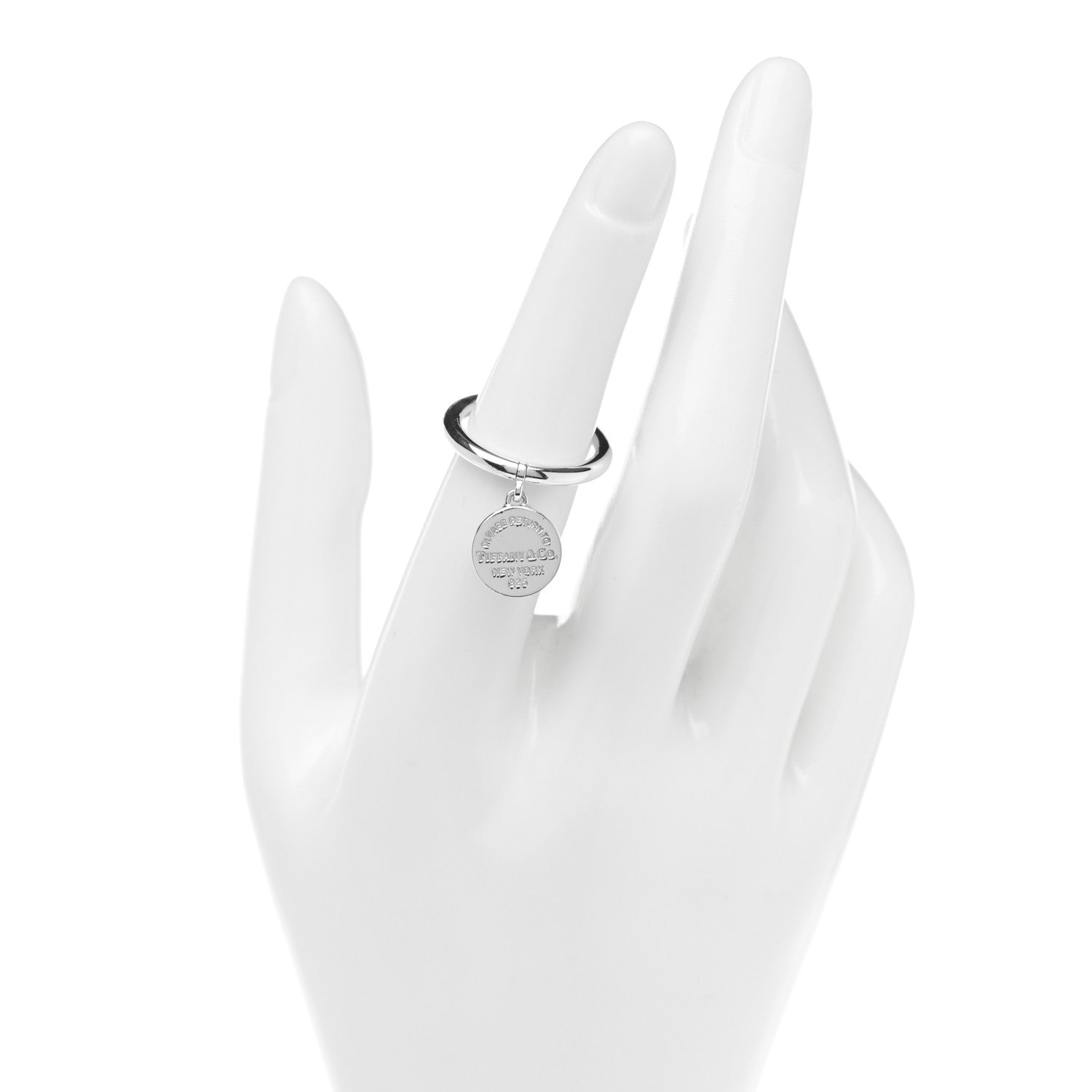 Tiffany Sterling Silver Return to Tiffany Round Charm Ring 50 5.5 2 of 5