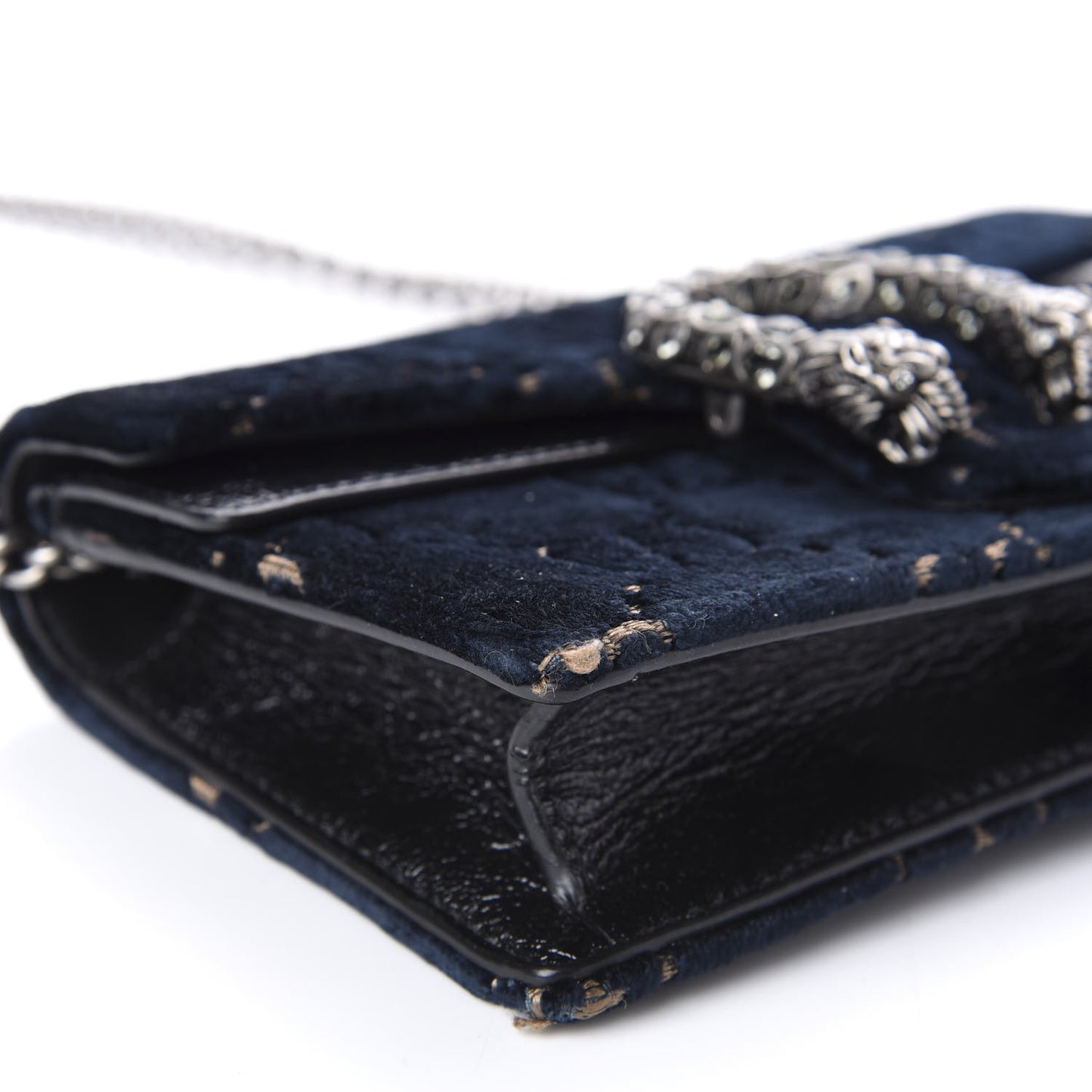 Velvet GG Monogram Super Mini Dionysus Shoulder Bag Blue Beige Black