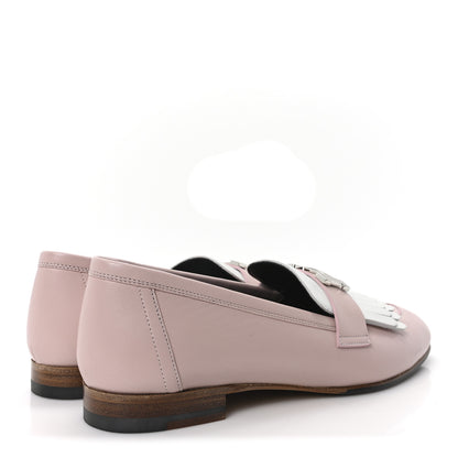 Hermes Goatskin Womens Royal Loafers 39 Rose Porcelain White 5 of 9