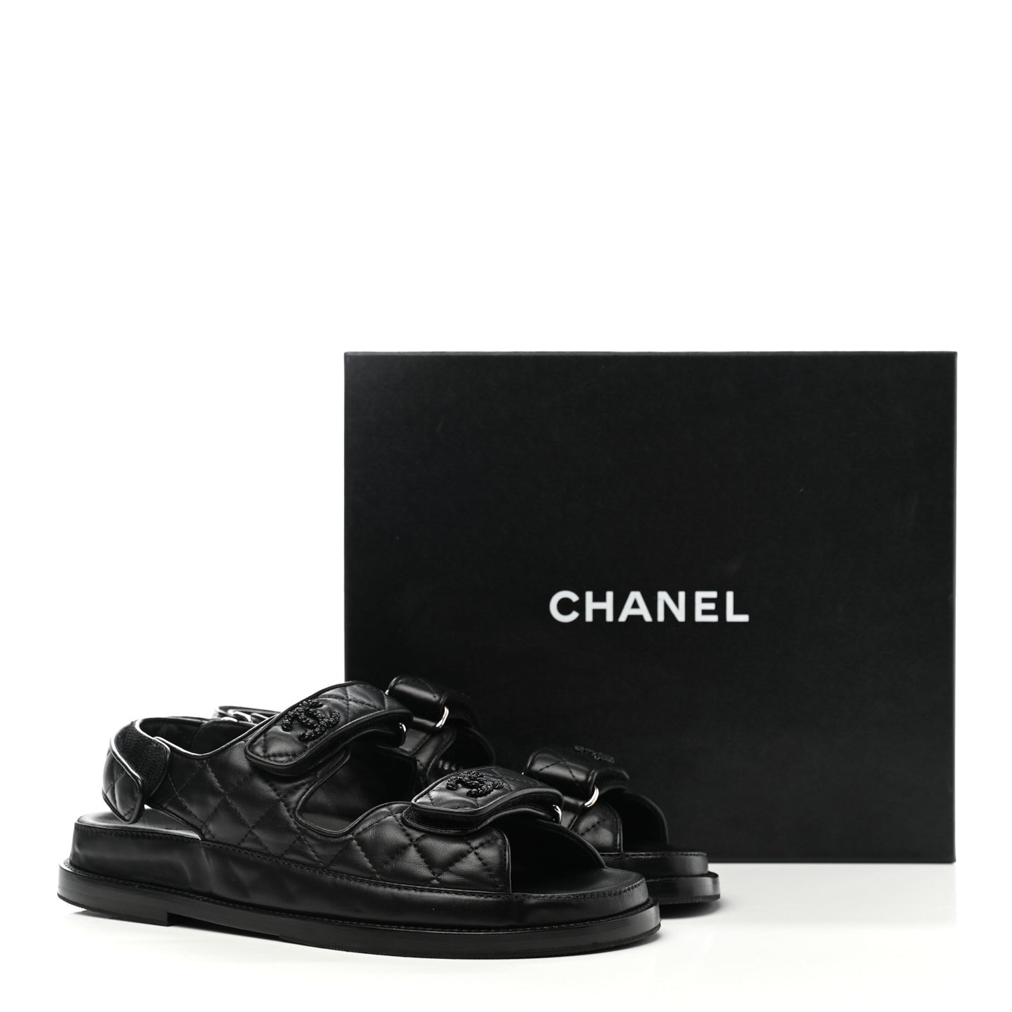 Lambskin Velcro Dad Sandals 38 Black