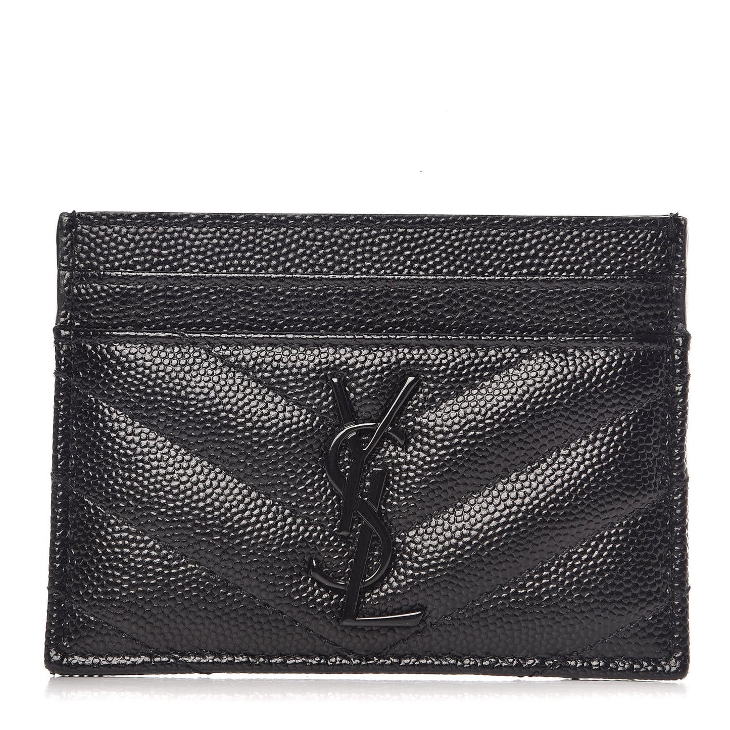 Grain De Poudre Matelasse Chevron Monogram Credit Card Case Black