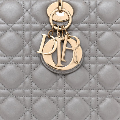 Christian Dior Metallic Lambskin Cannage Large Lady Dior Light Grey 8 of 14
