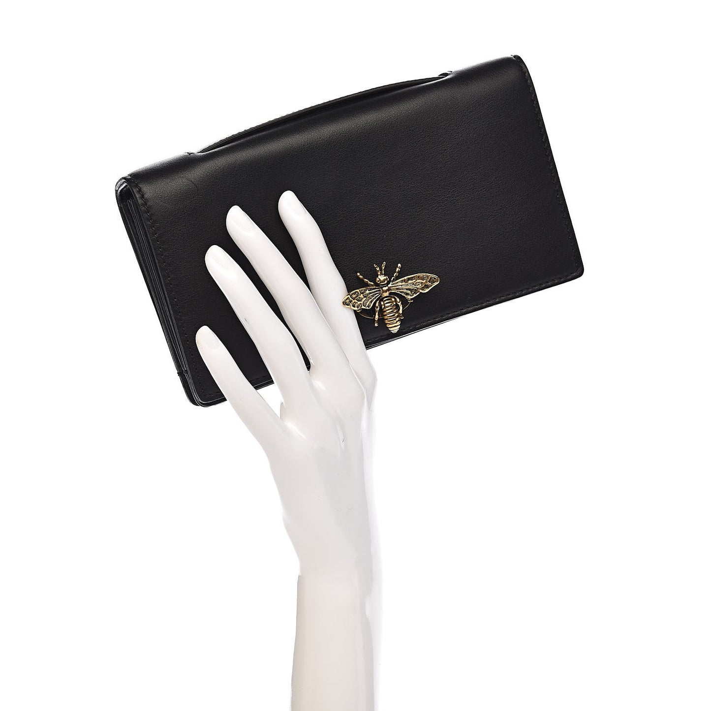 Calfskin Bee Clutch Black