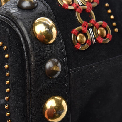 Gucci Suede Calfskin Large Babouska Studded Boston Black 13 of 15