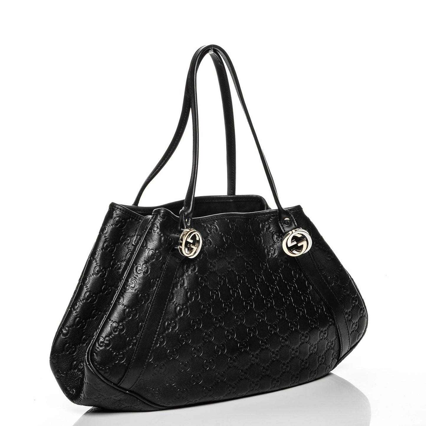 Guccissima Medium GG Twins Shoulder Bag Black