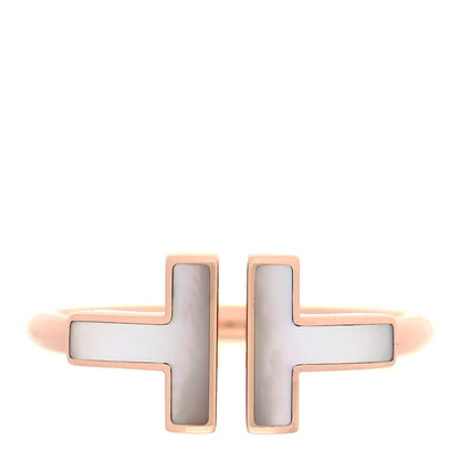Tiffany 18K Rose Gold Mother of Pearl T Wire Ring 49 5 1 of 5