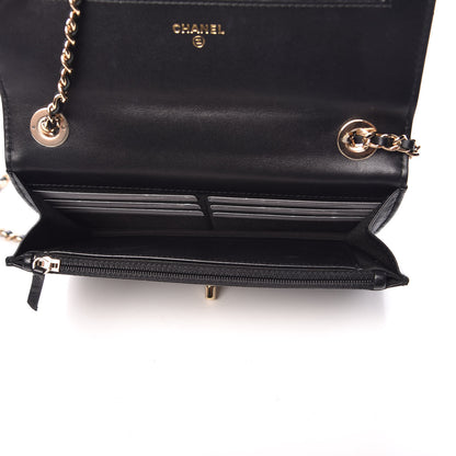 Chanel Lambskin Chevron Quilted Trendy CC Wallet On Chain WOC Black 5 of 13